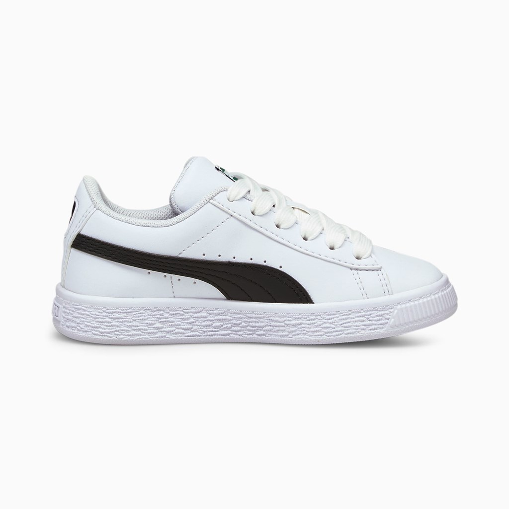 White / Black Puma Basket Classic XXI Little Girls' Sneakers | 1469BYKSA