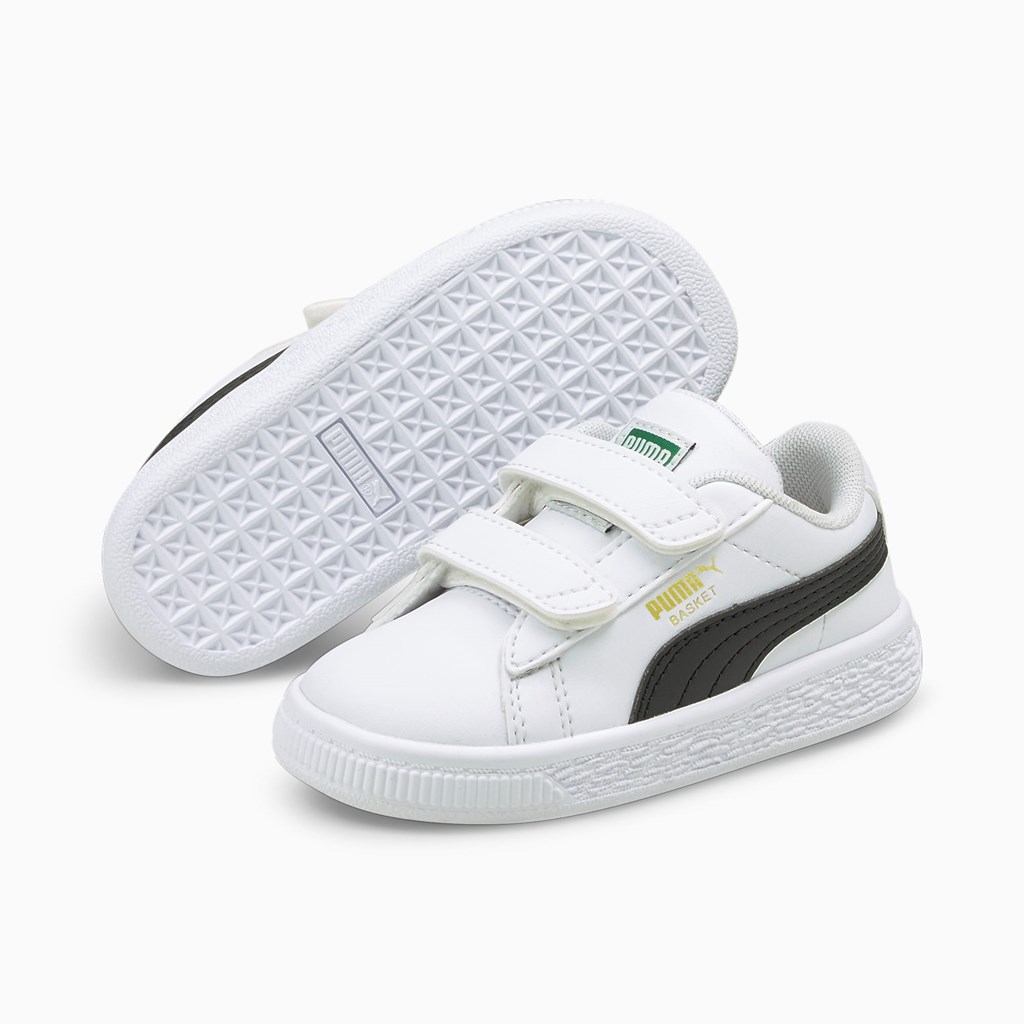 White / Black Puma Basket Classic XXI Toddler Boys' Sneakers | 3547AOWGV