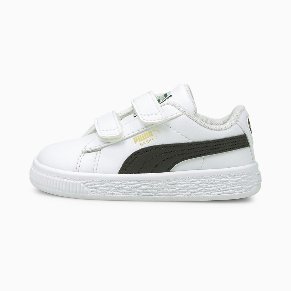 White / Black Puma Basket Classic XXI Toddler Boys\' Sneakers | 3547AOWGV