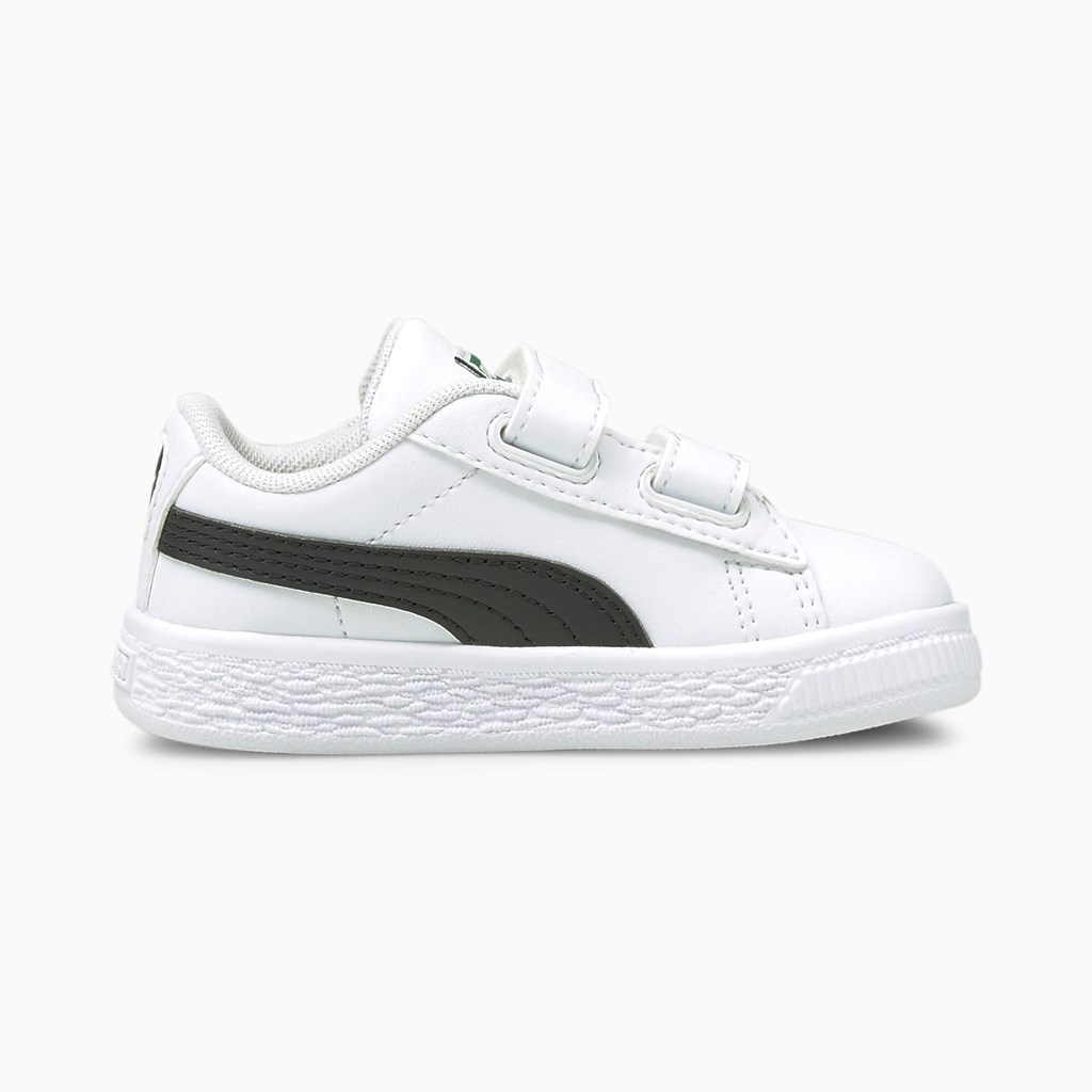 White / Black Puma Basket Classic XXI Toddler Girls' Sneakers | 5207MSJDB