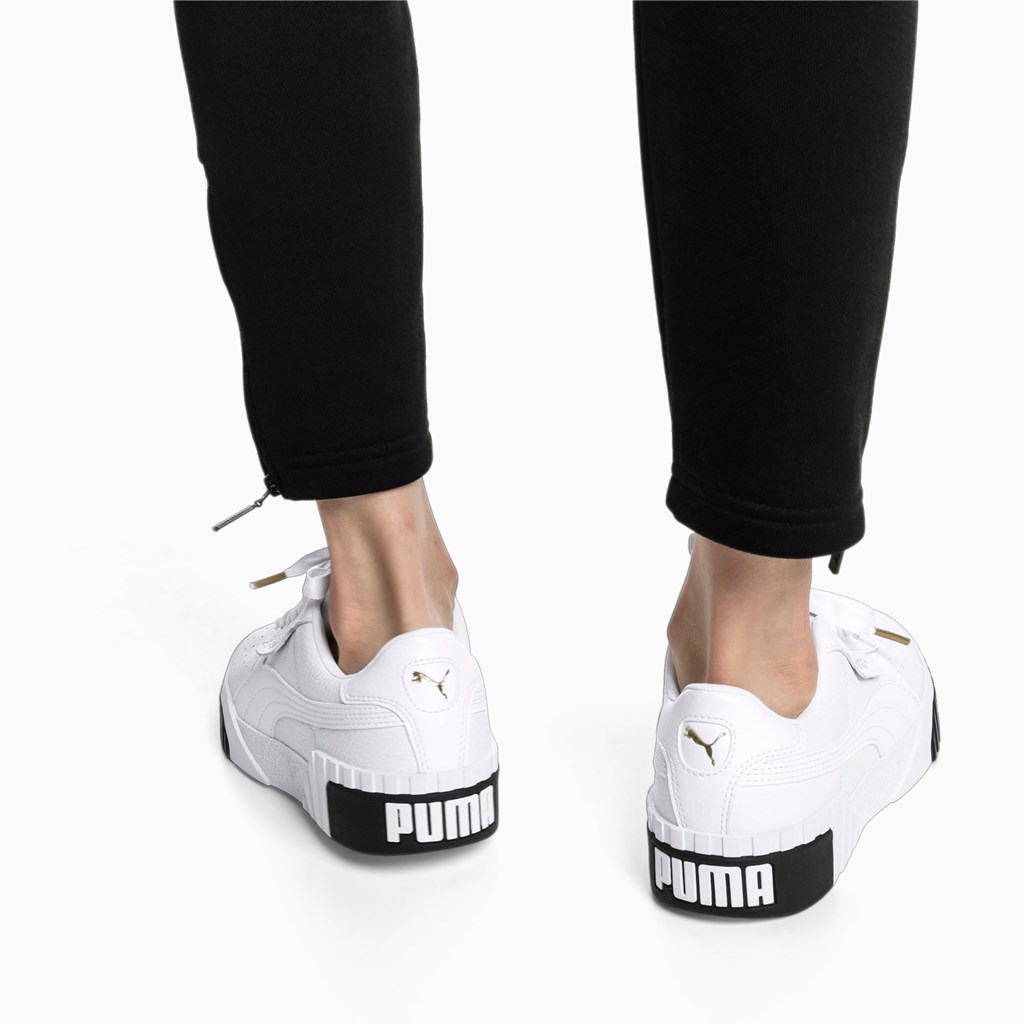 White Black Puma Cali  Women's Sneakers | 0986AMKDT