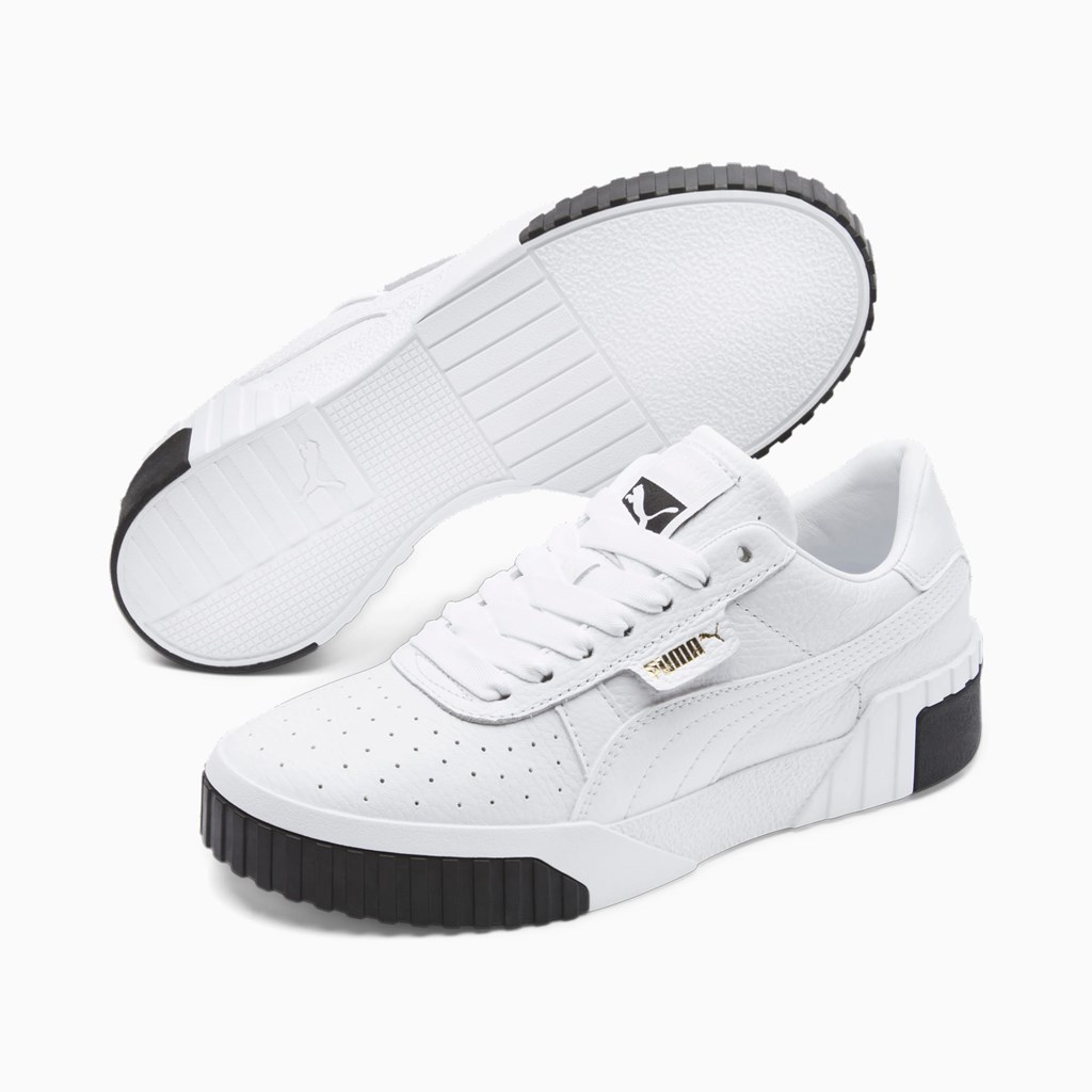 White Black Puma Cali  Women's Sneakers | 0986AMKDT