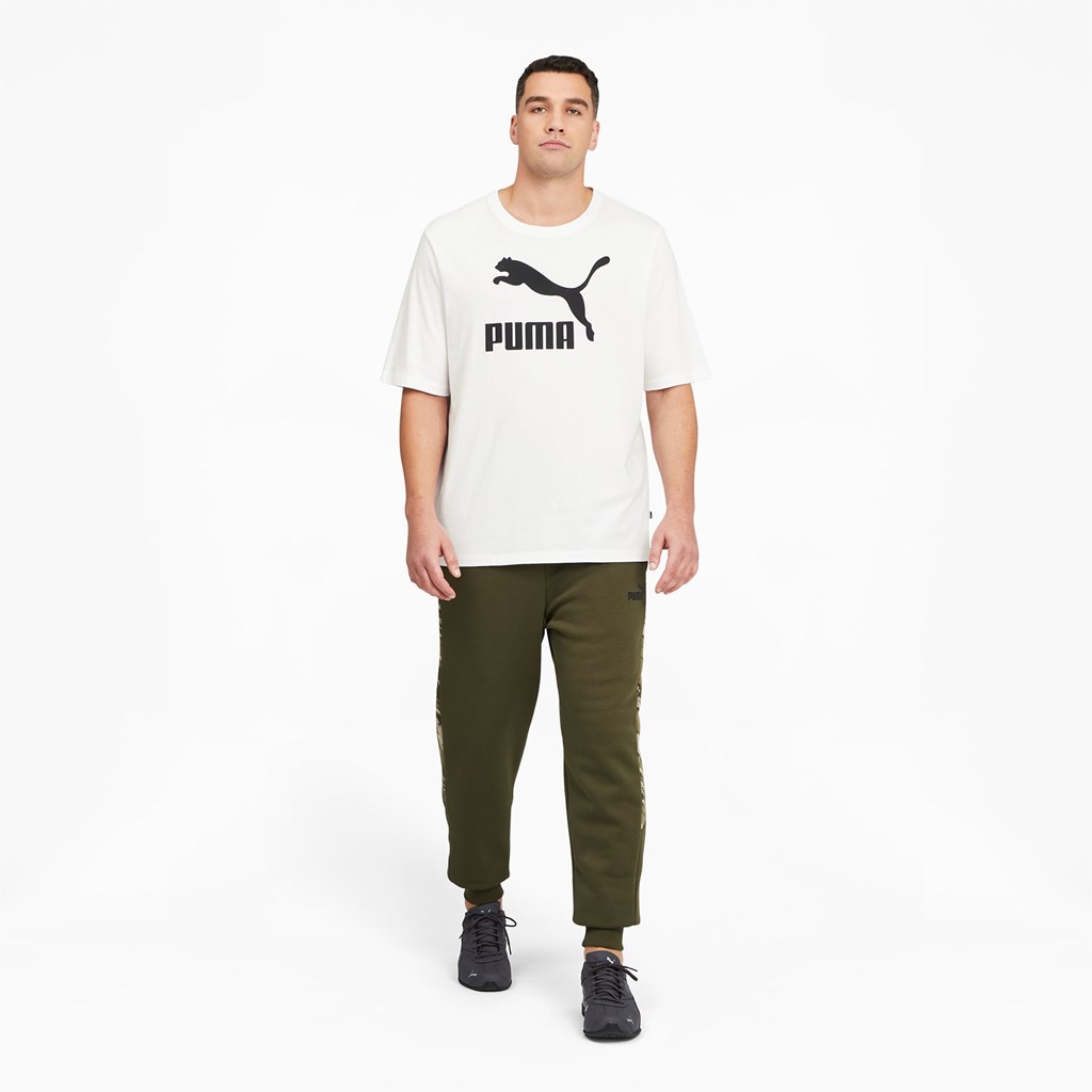 White / Black Puma Classics Logo BT Men's Tee | 5746WFKIR