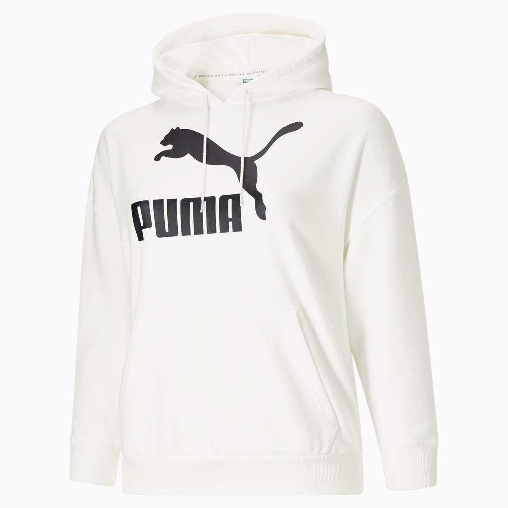 White Black Puma Classics Logo PL Women's Hoodie | 7230MQWCO