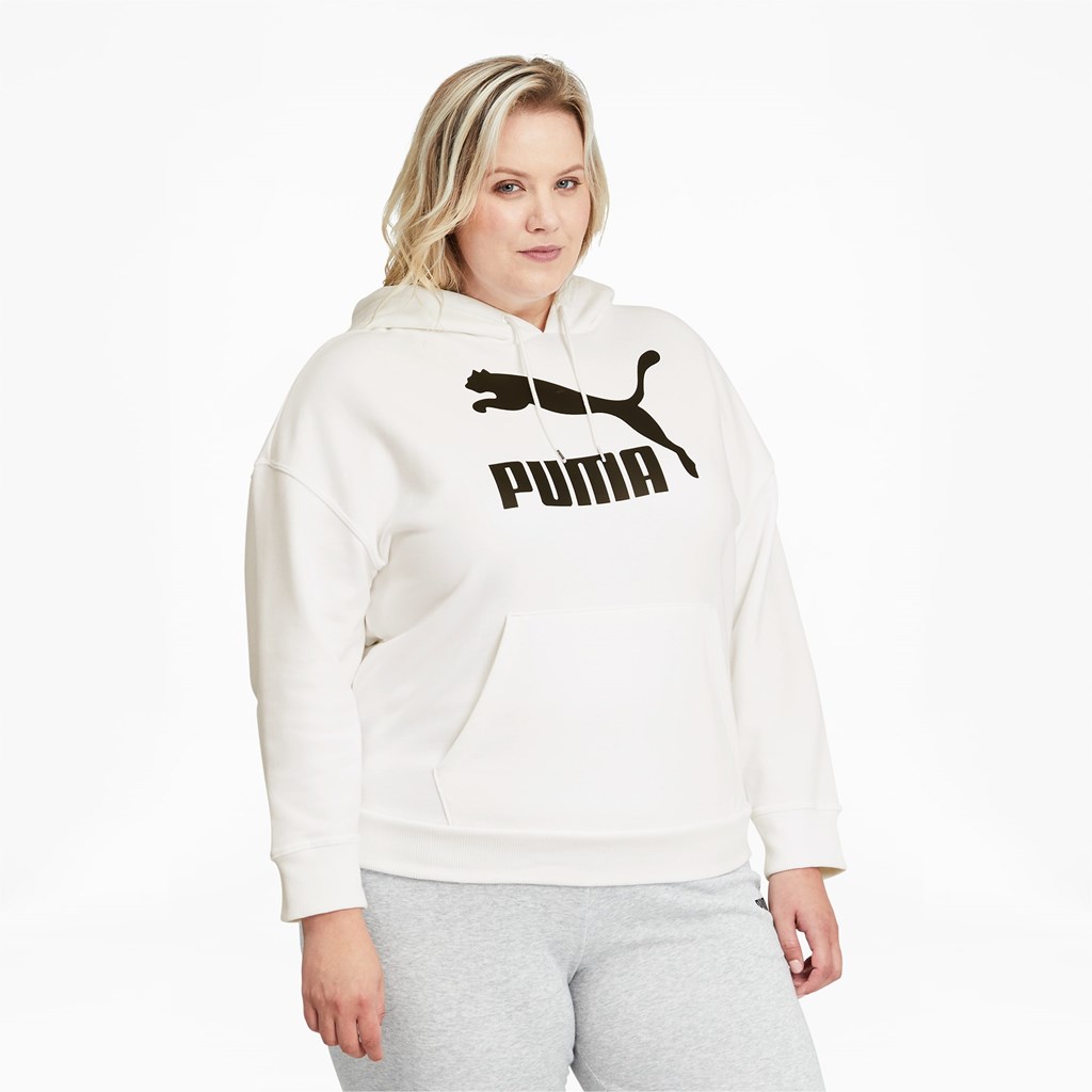 White Black Puma Classics Logo PL Women\'s Hoodie | 7230MQWCO