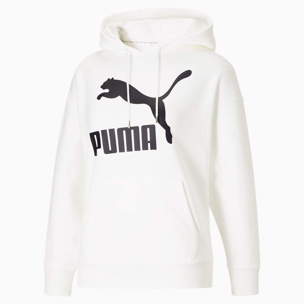 White Black Puma Classics Logo Women\'s Hoodie | 5276VFJKI