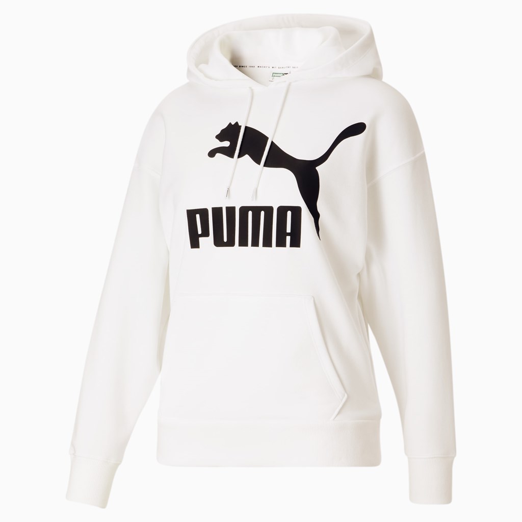 White Black Puma Classics Logo Women\'s Hoodie | 6819QDIVR