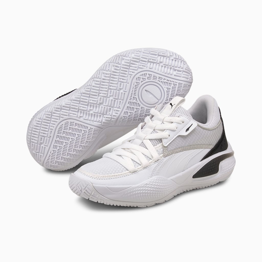 White / Black Puma Court Rider I Basketball Jr Girls' Basketball Shoes | 2561DTGZH