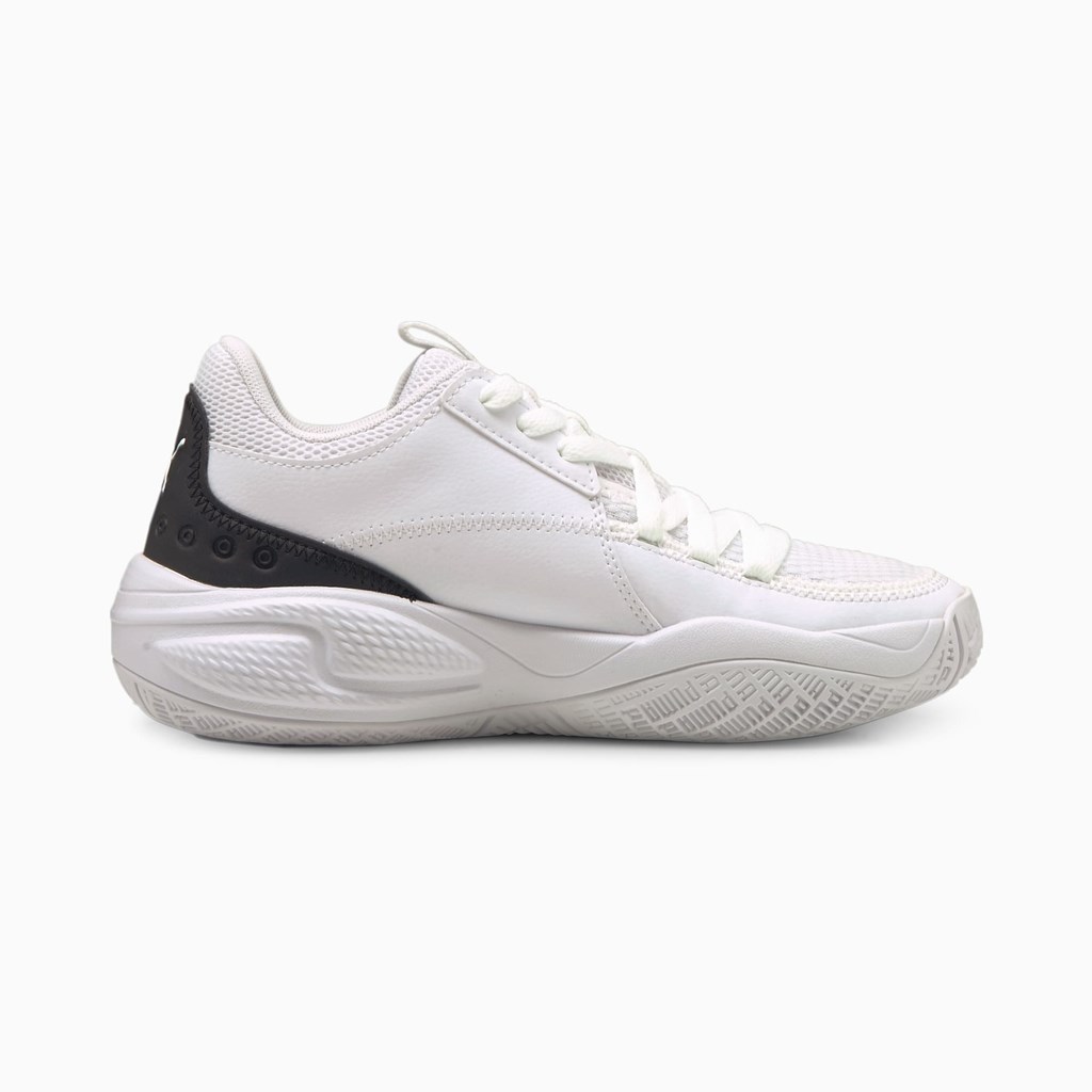 White / Black Puma Court Rider I Basketball Jr Girls' Basketball Shoes | 2561DTGZH