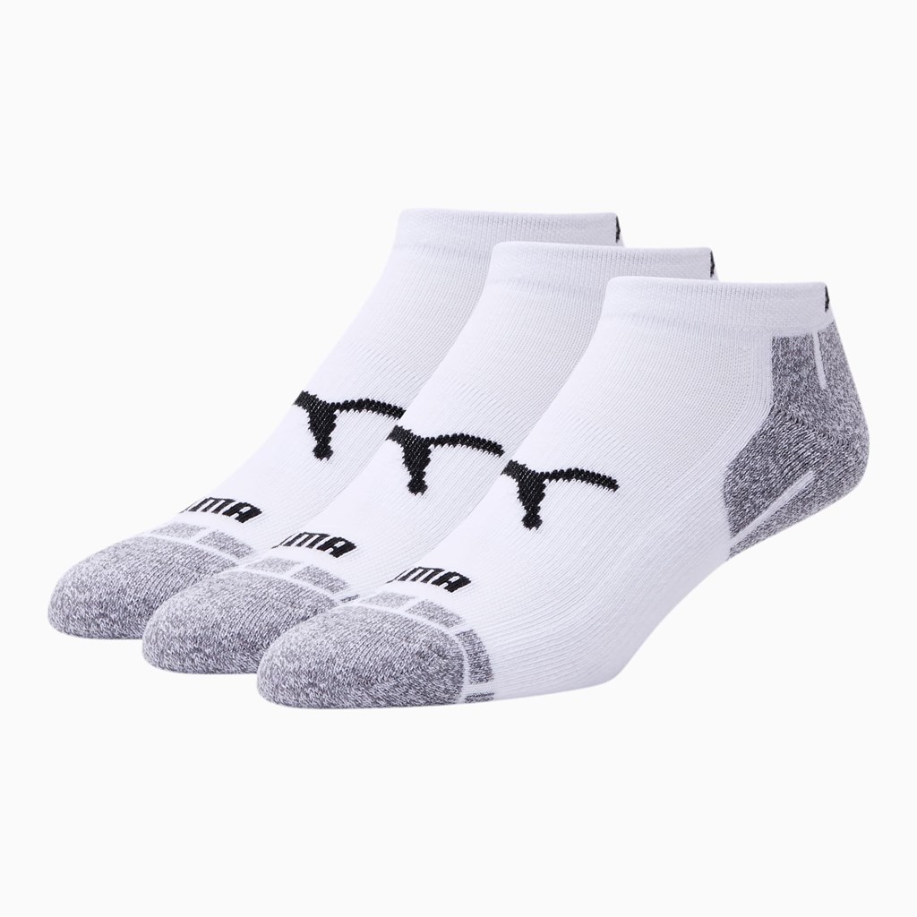 White / Black Puma Low Cut [3 Pack] Men\'s Socks | 7861ECMSN