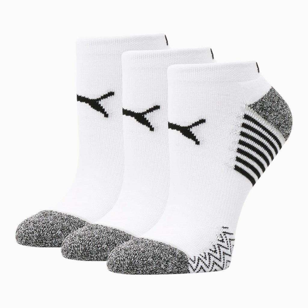 White / Black Puma Low Cut Socks [3 Pack] Women\'s Socks | 3651INUXG