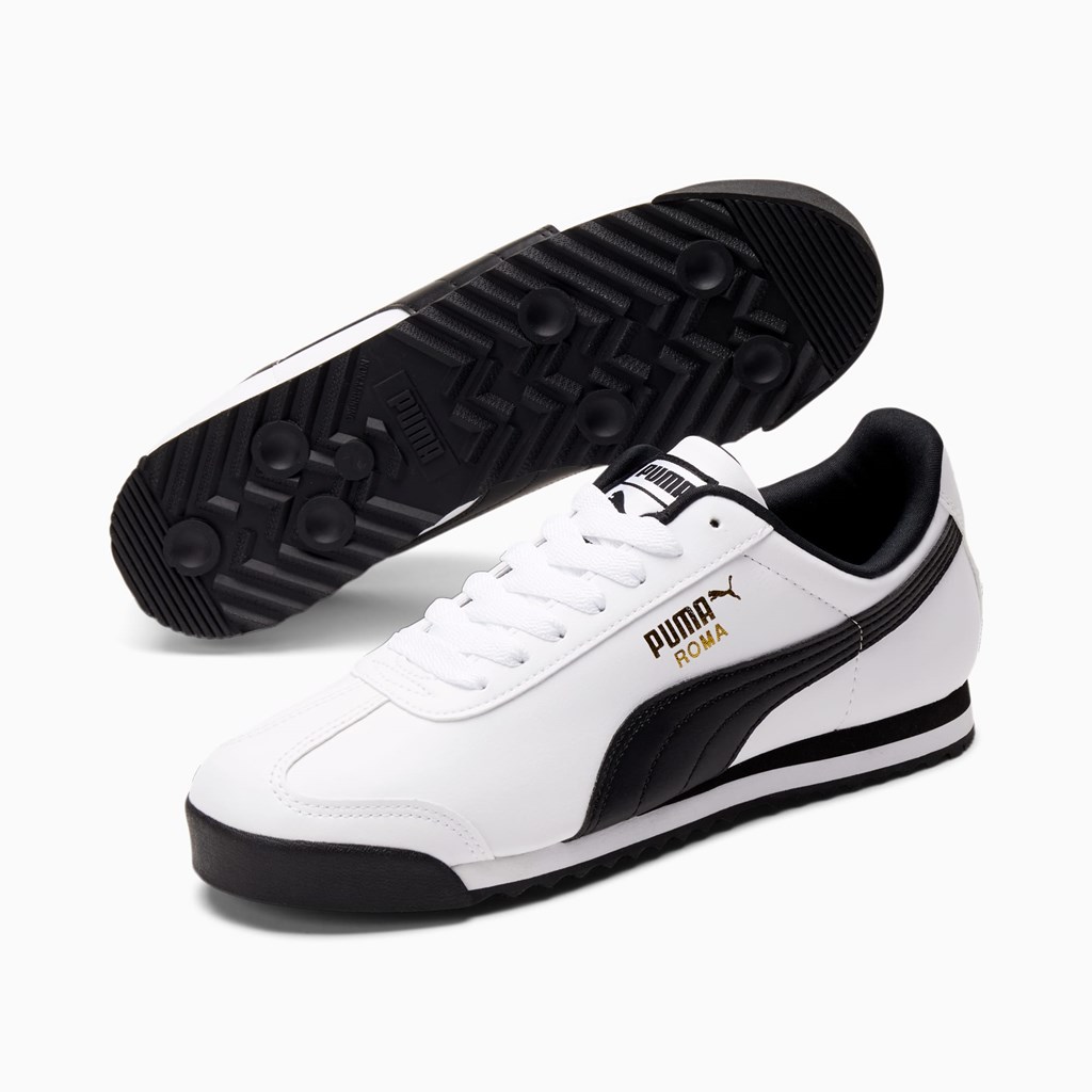 White / Black Puma Roma Basic Men's Sneakers | 2148RZYWD