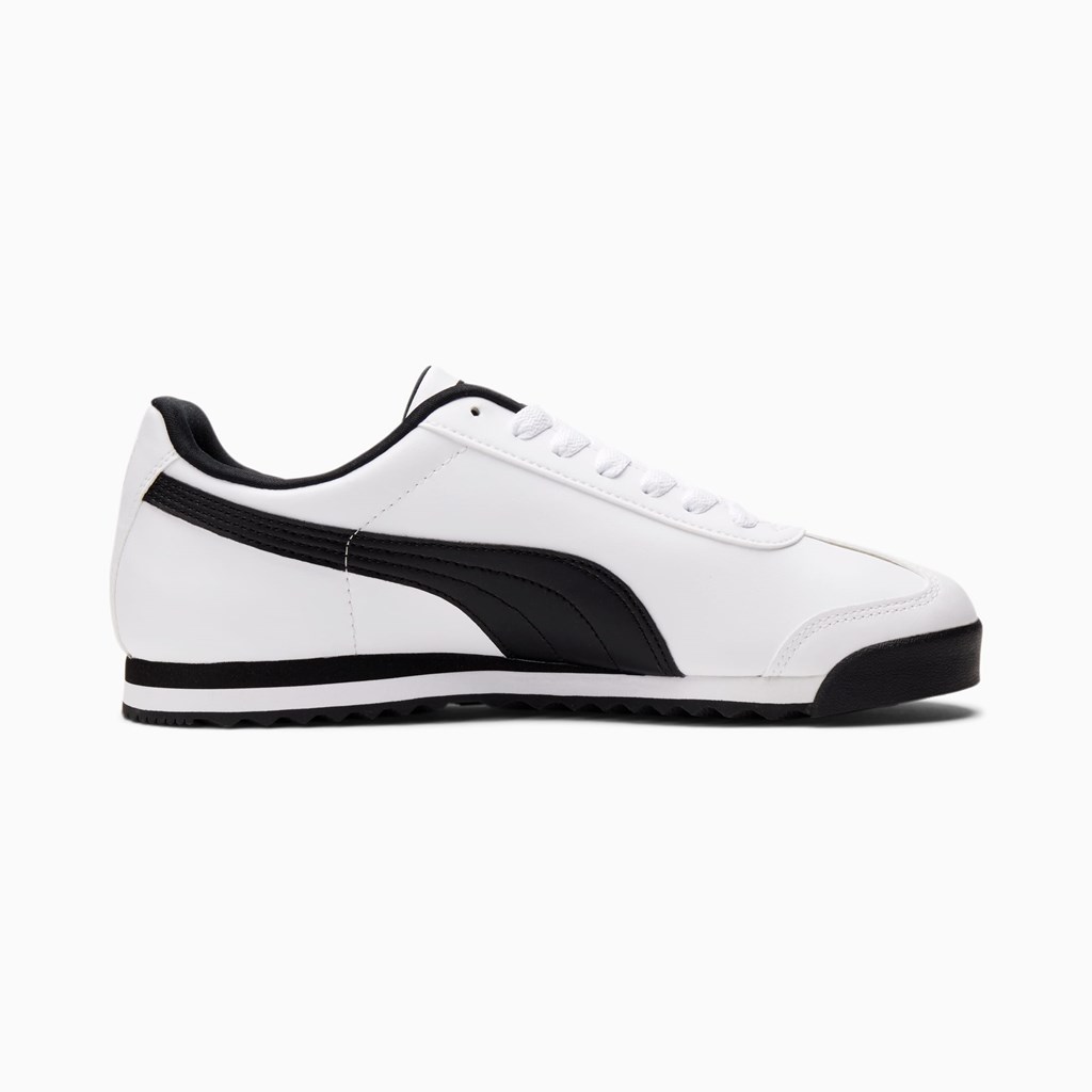 White / Black Puma Roma Basic Men's Sneakers | 2148RZYWD