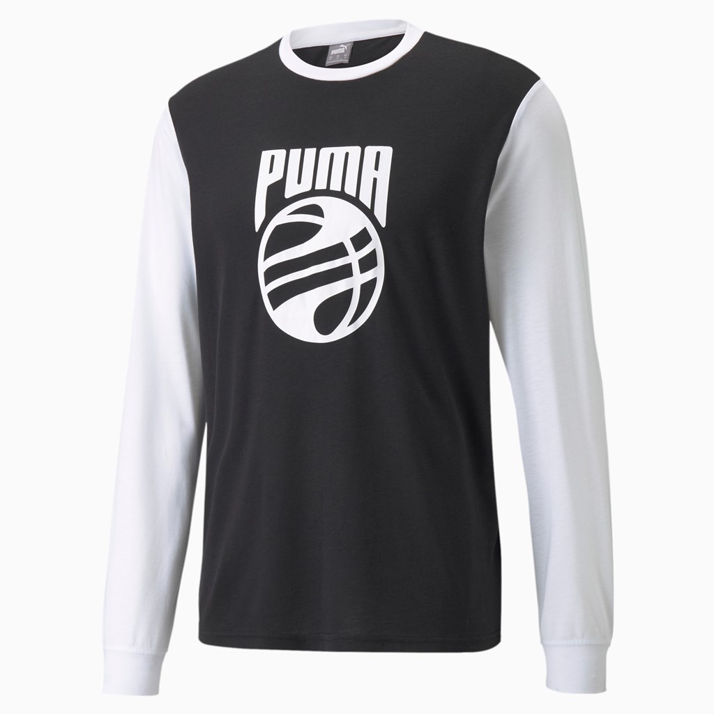 White / Black Puma Splash Shooting Men's Shirt | 4871NFOZB