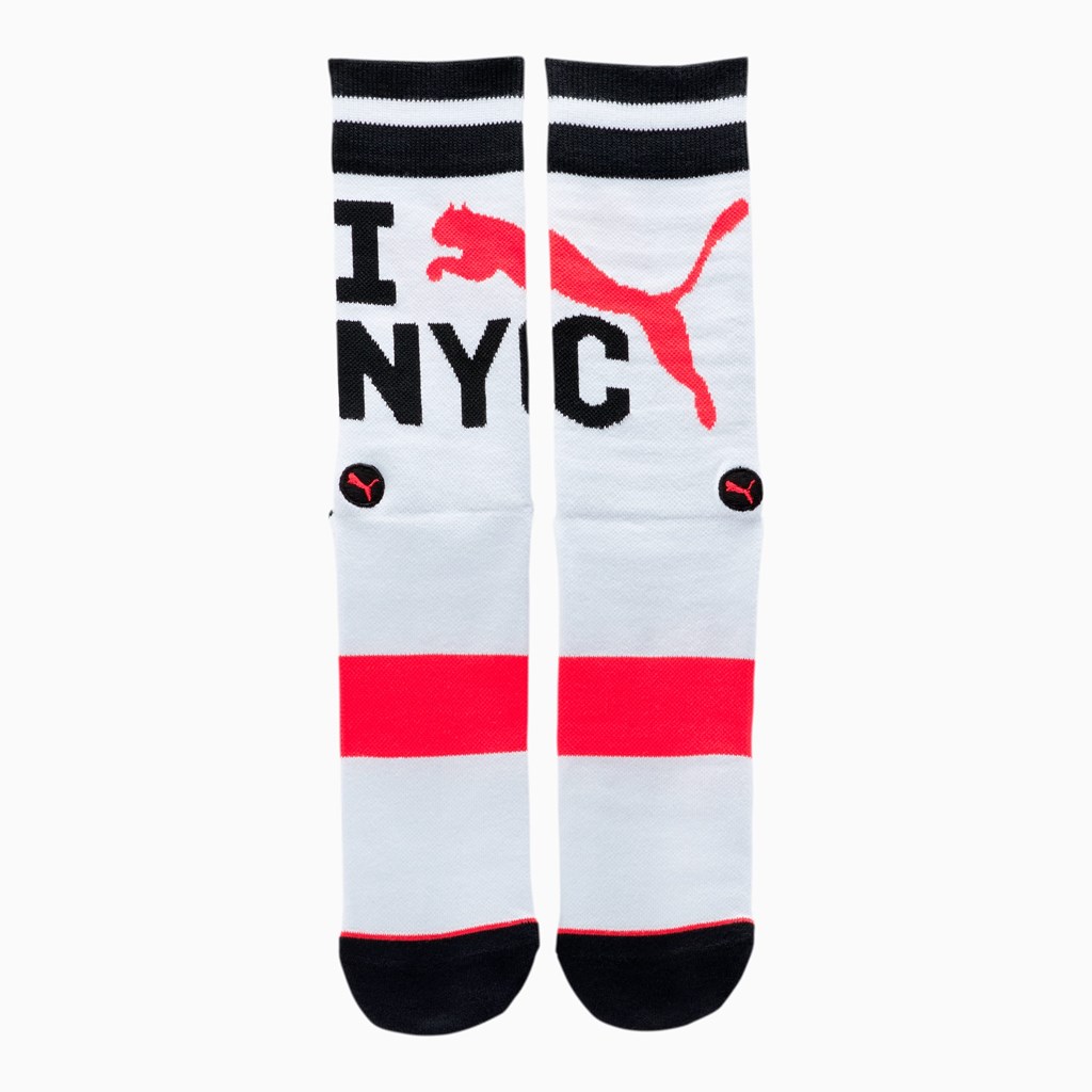 White / Black Puma Unisex Crew [1 Pair] Men's Socks | 2048NLIFJ