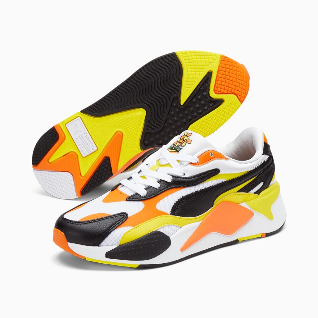 White / Black / Vibrant Yellow Puma RS-X³ Court Crush Men's Sneakers | 9548PFOQJ