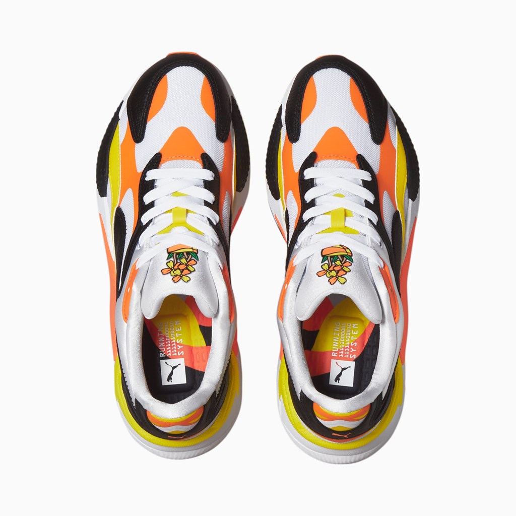 White / Black / Vibrant Yellow Puma RS-X³ Court Crush Men's Sneakers | 9548PFOQJ