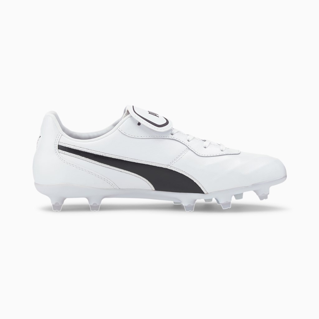 White / Black / White Puma King Top FG Men's Soccer Cleats | 1364PJCDE