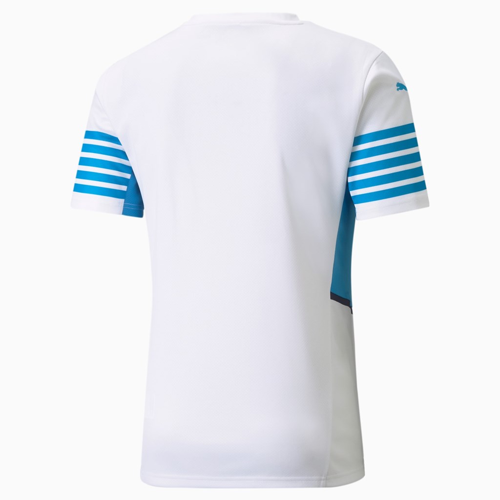 White / Bleu Azur Puma OM Home Replica with Sponsors Men's Jersey | 2803WVKTE