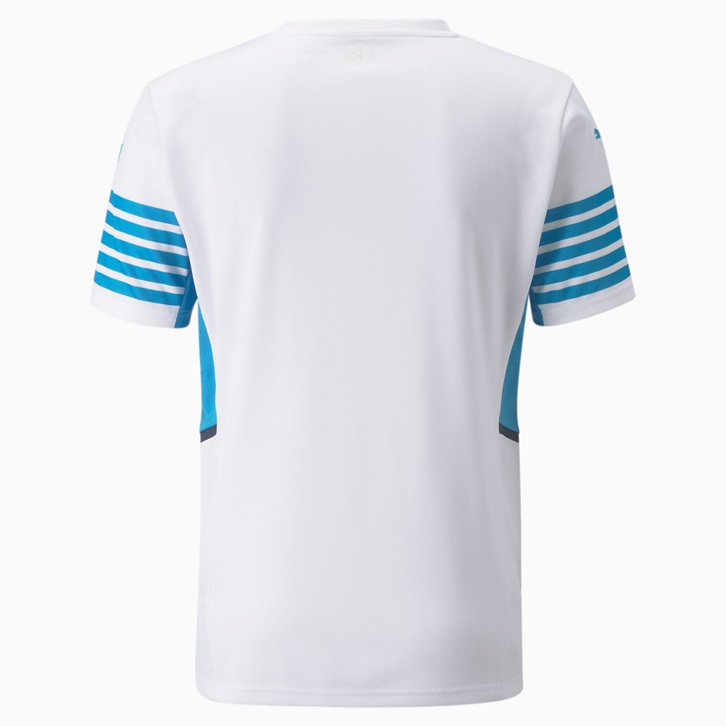 White / Bleu Azur Puma OM Home Replica with Sponsors Men's Jersey | 2803WVKTE