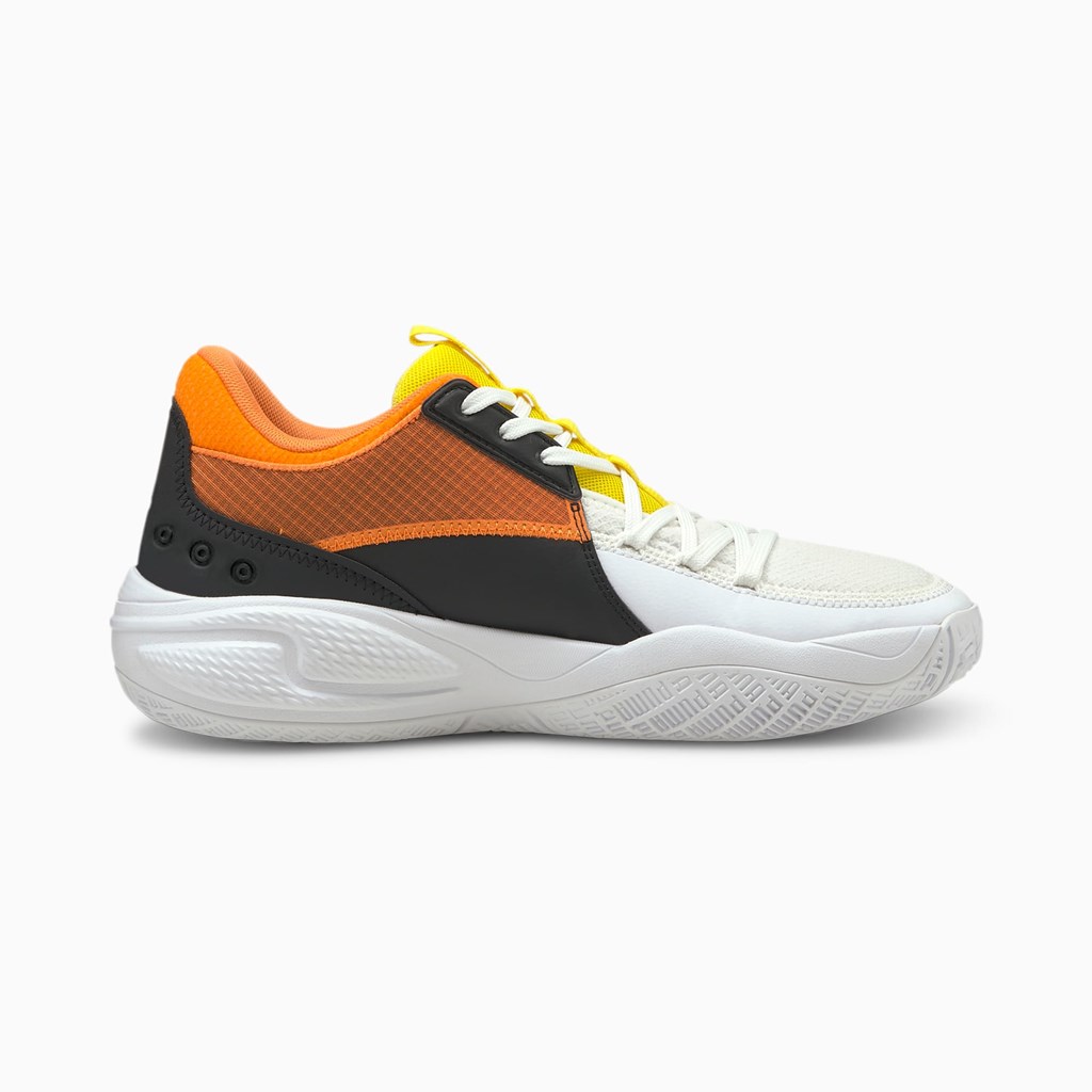 White / Carrot Puma Court Rider Court Crush Street Women's Basketball Shoes | 6158COJMA