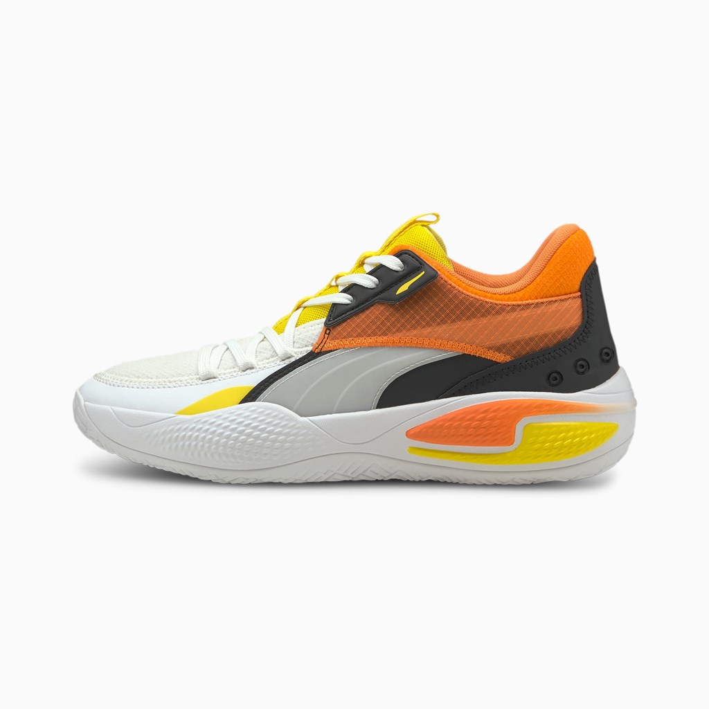 White / Carrot Puma Court Rider Court Crush Street Women\'s Basketball Shoes | 6158COJMA