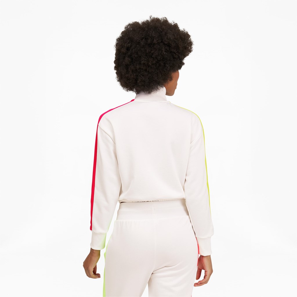 White / City Lights Puma Iconic T7 Cropped PT Women's Jacket | 4918RFAOY