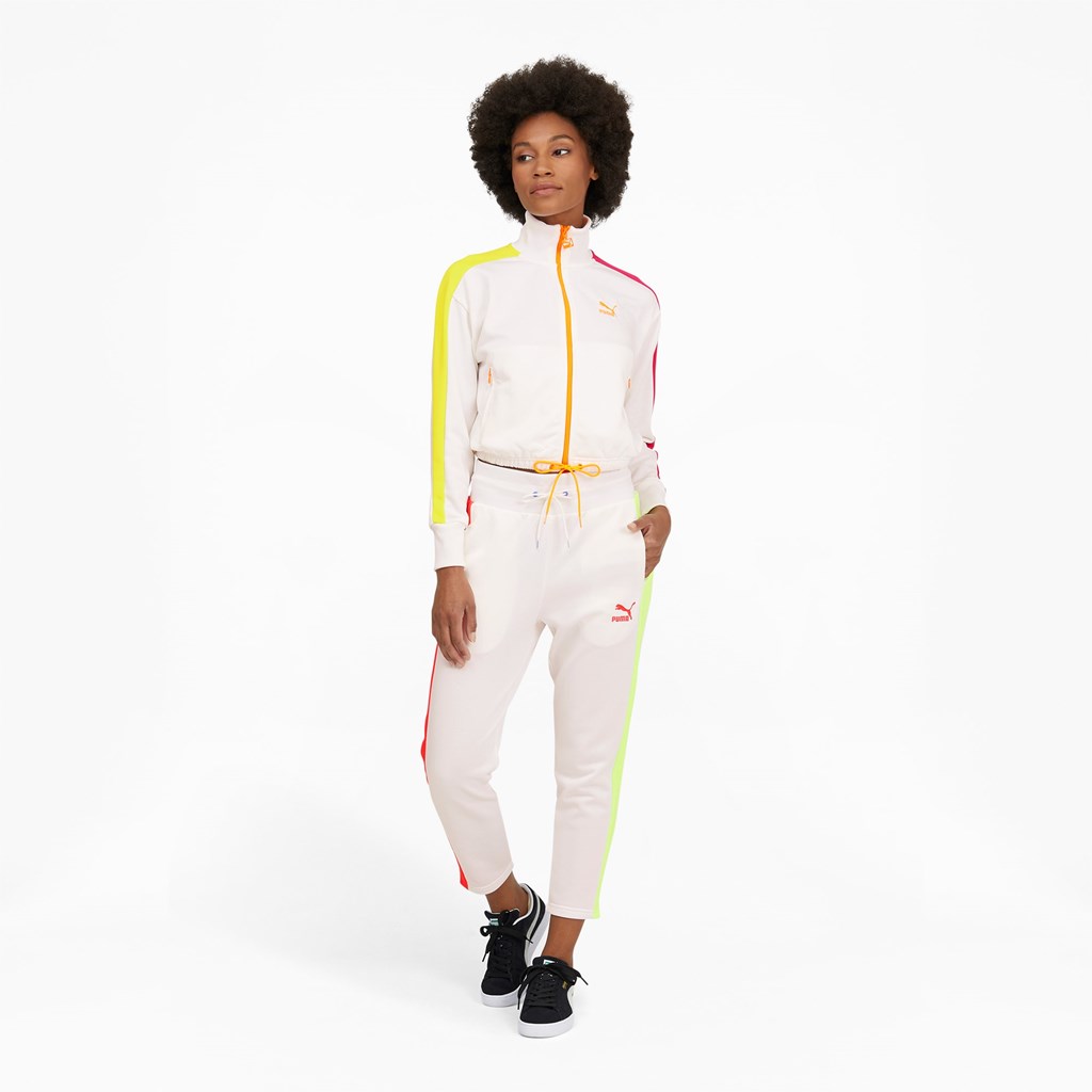 White / City Lights Puma Iconic T7 Cropped PT Women's Jacket | 4918RFAOY