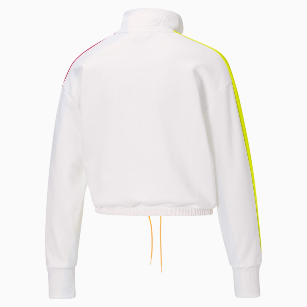 White / City Lights Puma Iconic T7 Cropped PT Women's Jacket | 4918RFAOY