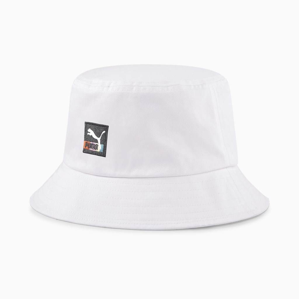 White / Denim Puma Bucket Women\'s Hat | 1895TRGQN