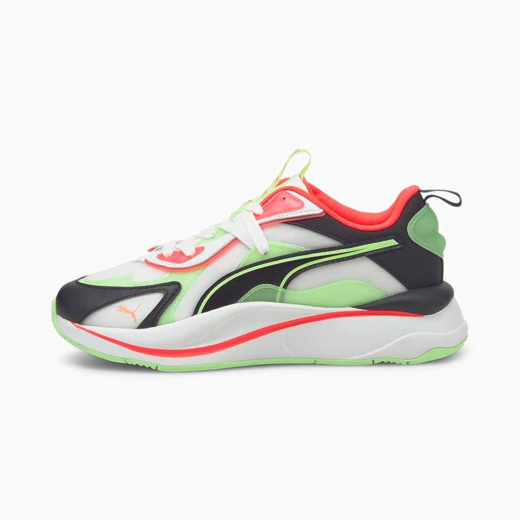 White / Elektro Green Puma RS-Curve City Lights  Women\'s Sneakers | 4815EASDV