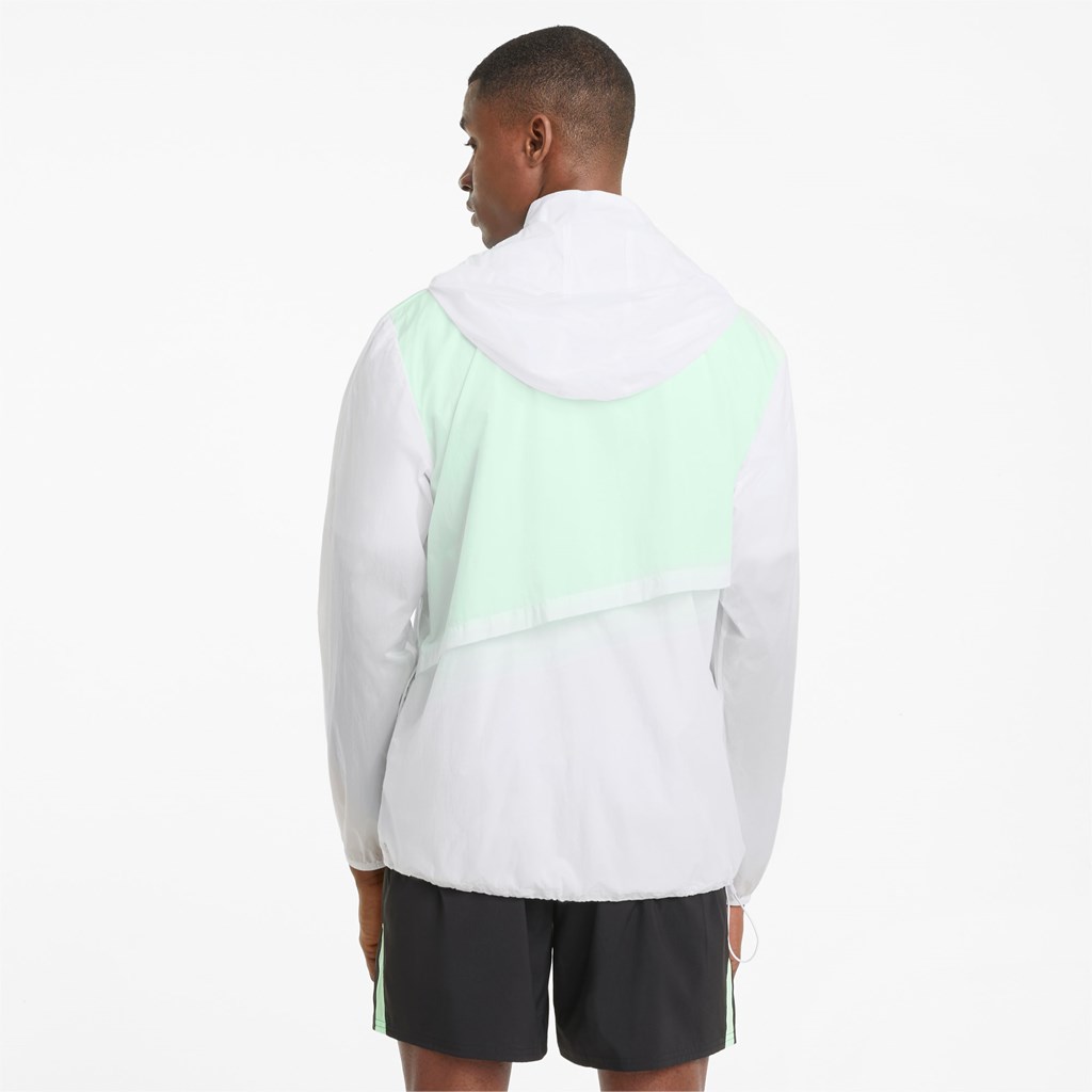 White / Elektro Green Puma Woven Running Men's Jacket | 7128RVKXU