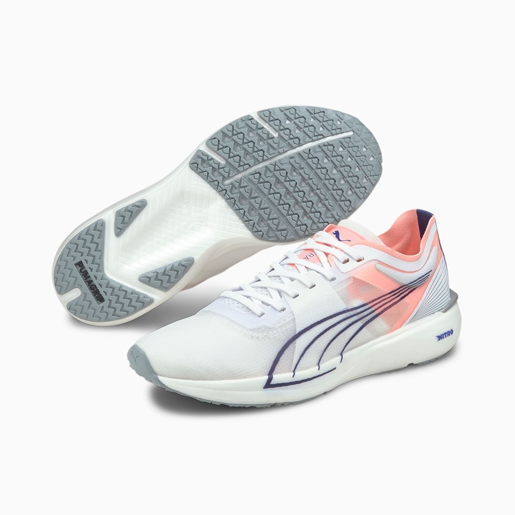 White / Elektro Peach Puma Liberate NITRO Women's Running Shoes | 3482ENIFB