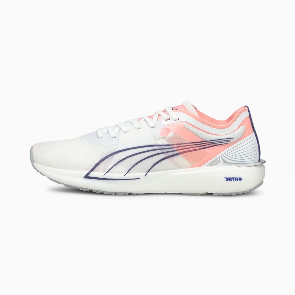 White / Elektro Peach Puma Liberate NITRO Women\'s Running Shoes | 3482ENIFB