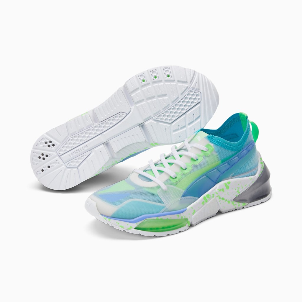 White / Elektro Purple / Green Puma LQDCELL Optic Sheer GID  Women's Training Shoes | 1905SWFOA