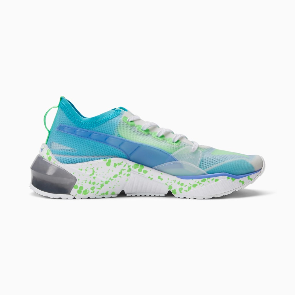 White / Elektro Purple / Green Puma LQDCELL Optic Sheer GID  Women's Training Shoes | 1905SWFOA