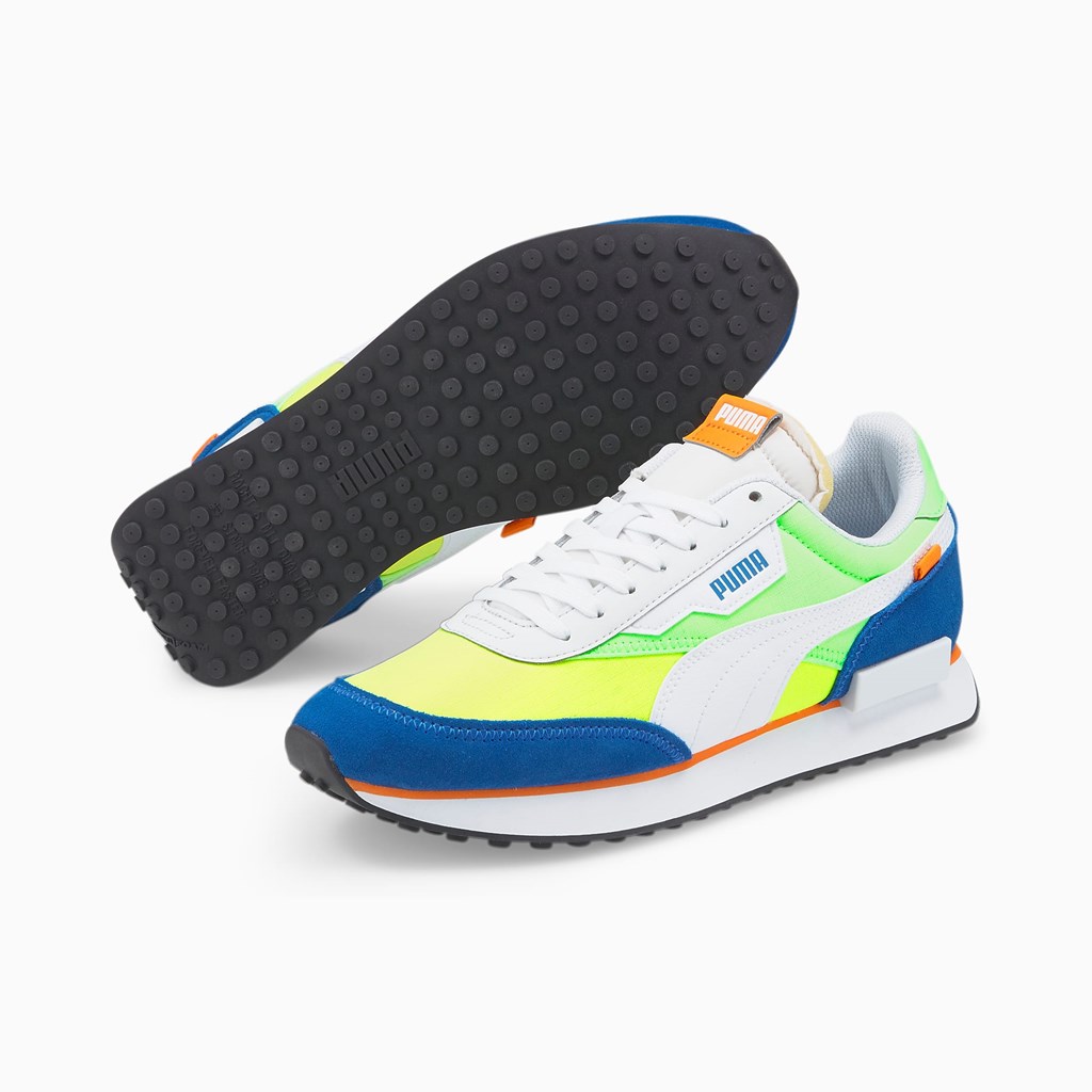 White / Fizzy Lime / Royal Puma Future Rider Play On Men's Sneakers | 8419GWKNV