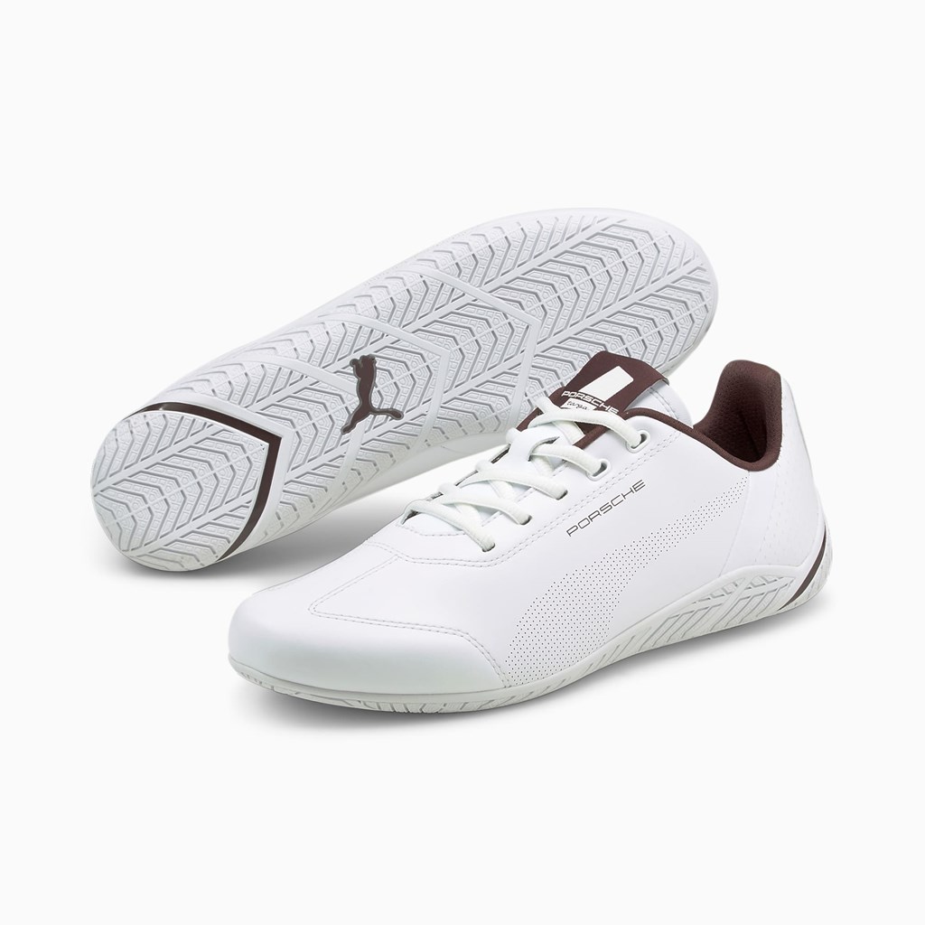 White / Fudge Puma Porsche Legacy Ridge Cat Men's Motorsport Shoes | 6047JOFTA