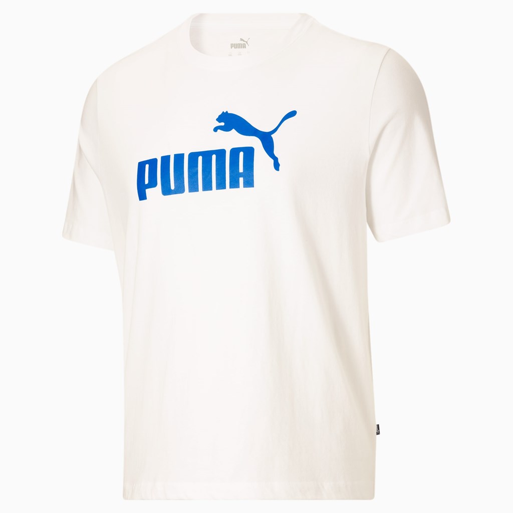 White / Future Blue Puma Essentials Logo BT Men's Tee | 2093LYTHW