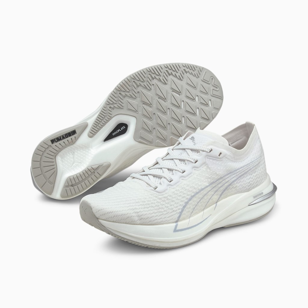 White / Gray Violet Puma Deviate NITRO COOLadapt  Women's Running Shoes | 1765YKVHC