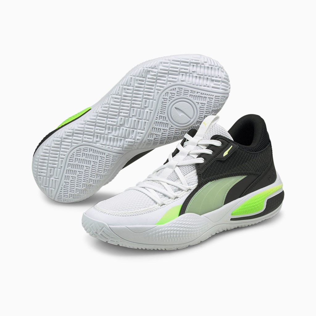 White / Green Glare Puma Court Rider I Men's Basketball Shoes | 7143XOCDL