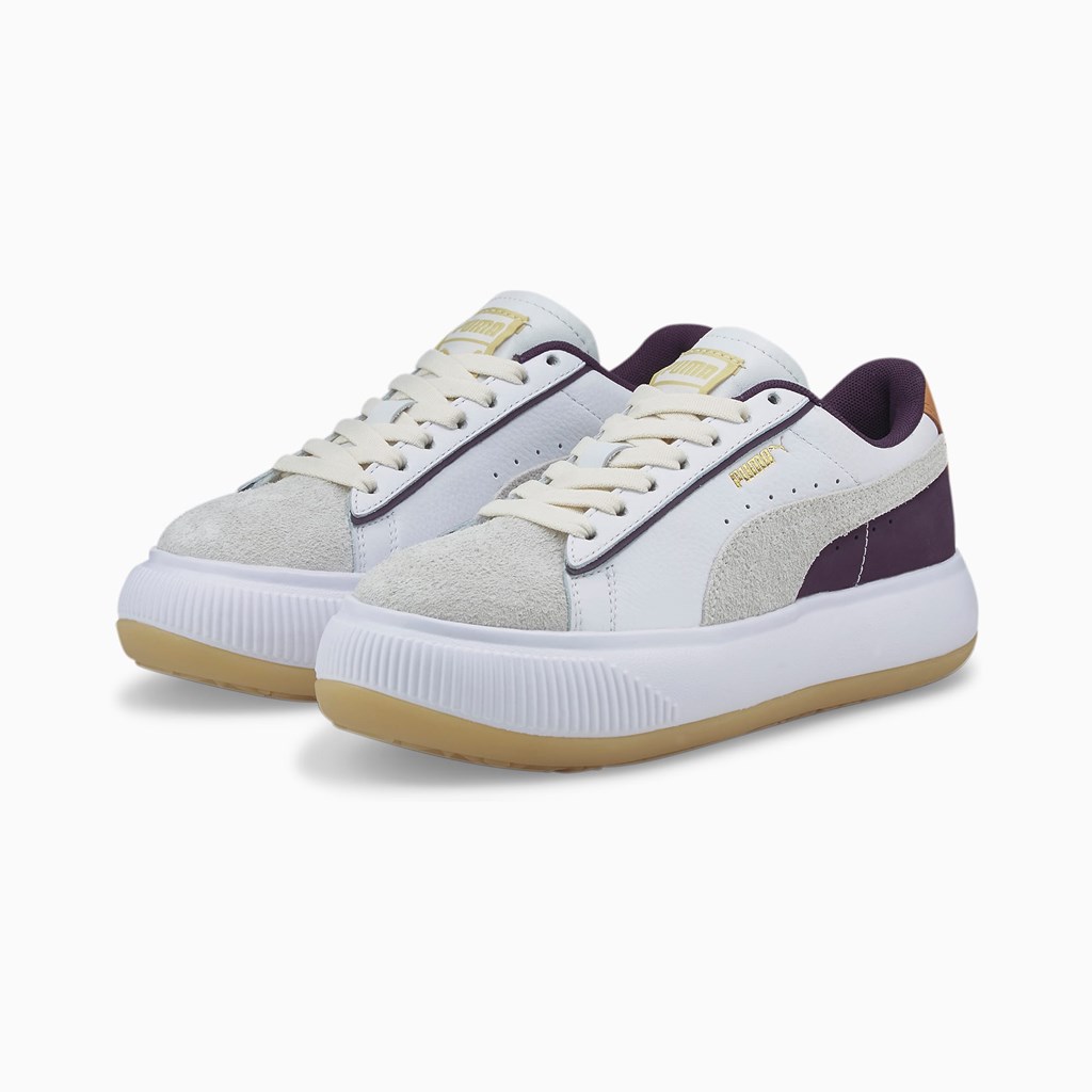 White / Gum / Sweet Grape Puma Suede Mayu SC  Women's Sneakers | 0712RJDXH