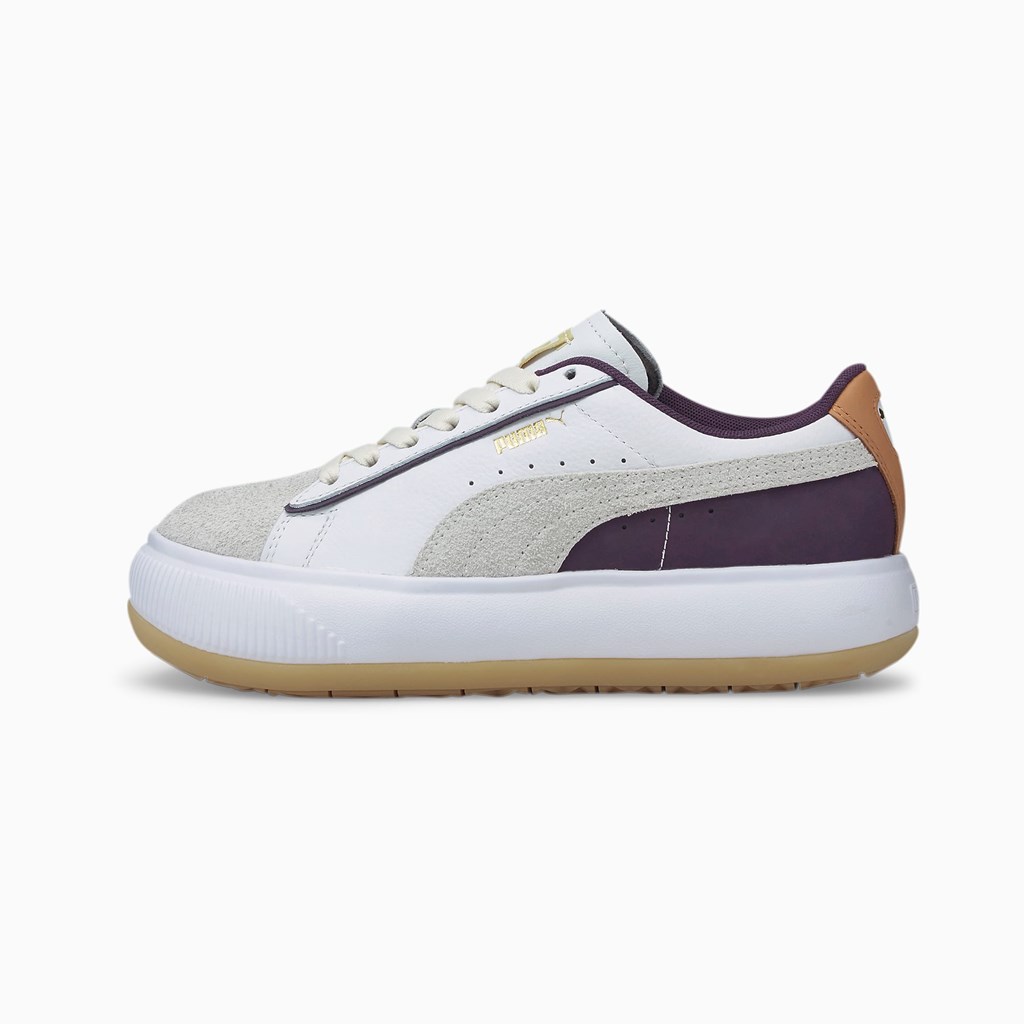 White / Gum / Sweet Grape Puma Suede Mayu SC  Women\'s Sneakers | 0712RJDXH