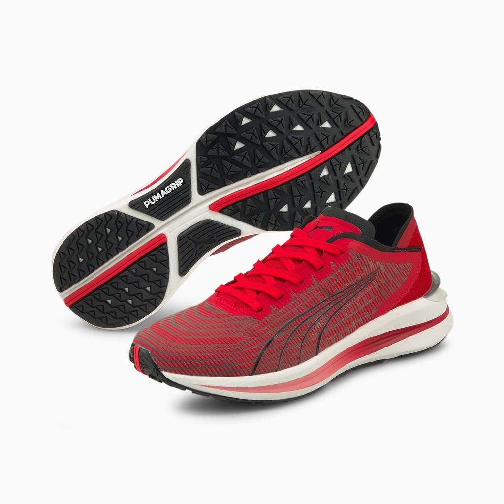 White / High Risk Red / Black Puma Electrify Nitro JR Boys' Sneakers | 5824LQWOP