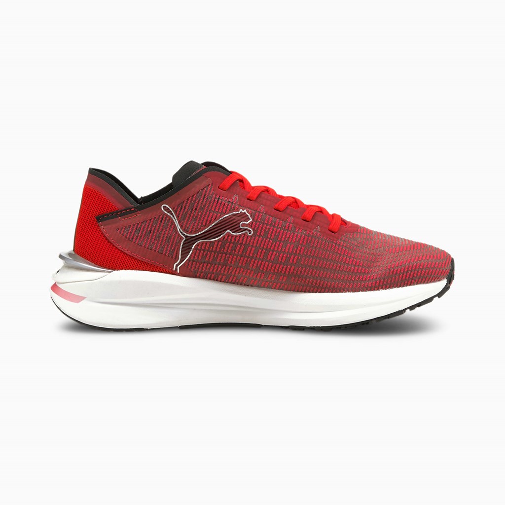 White / High Risk Red / Black Puma Electrify Nitro JR Boys' Sneakers | 5824LQWOP