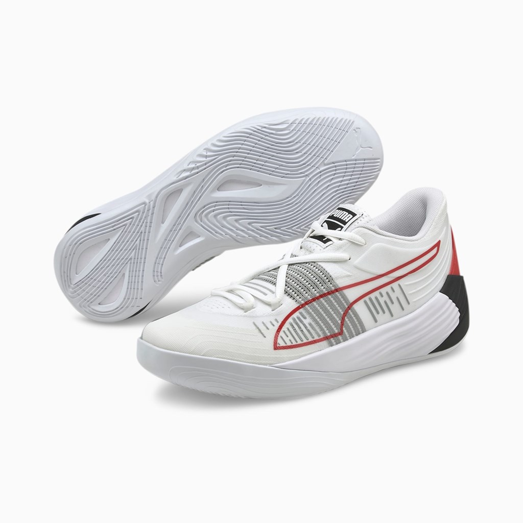 White / High Risk Red Puma Fusion Nitro Women's Basketball Shoes | 4916ITWHP