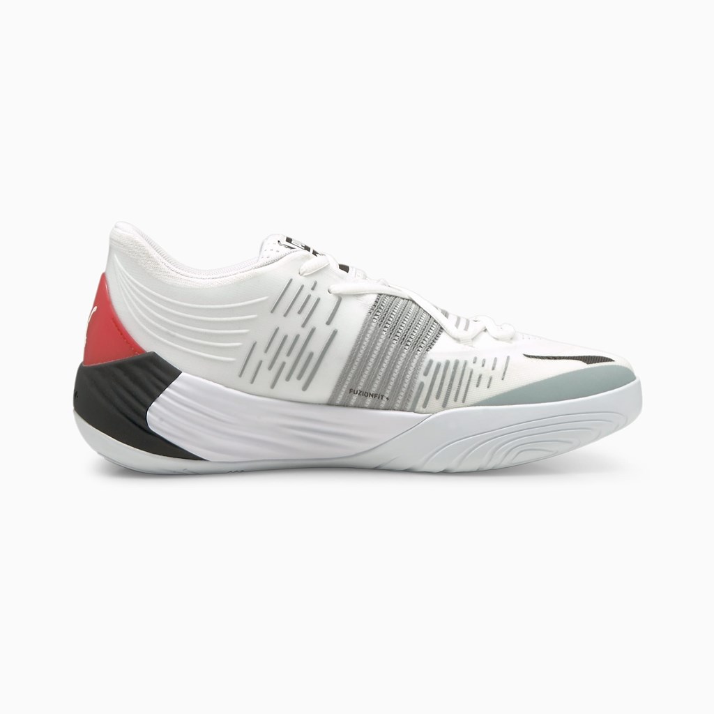 White / High Risk Red Puma Fusion Nitro Women's Basketball Shoes | 4916ITWHP