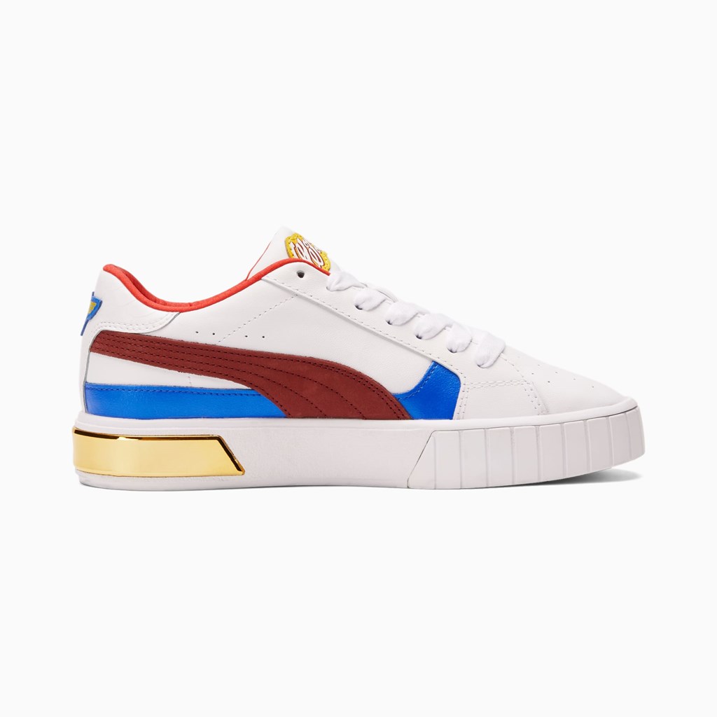 White / Intense Red Puma PUMA x DC Justice League Cali Star Wonder Women's Sneakers | 1369BVECY