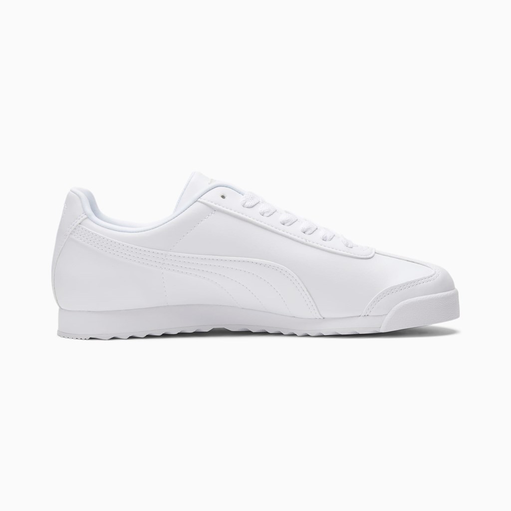 White / Light Gray Puma Roma Basic Men's Sneakers | 2574TQMKX