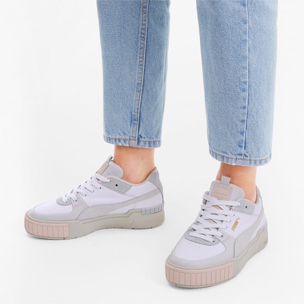 White / Marshmallow Puma Cali Sport Mix  Women's Sneakers | 7853RTLSZ